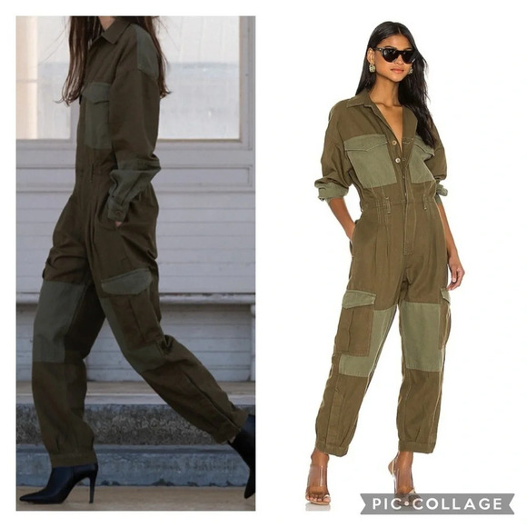 RARE Citizens of Humanity Camille Button Front Cargo Utility Surplice Jumpsuit S